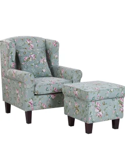 Beliani Nojatuoli Ja Rahi Kukkakuvioinen Vihrea Hamar Clearance