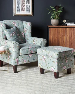 Beliani Nojatuoli Ja Rahi Kukkakuvioinen Vihrea Hamar Clearance