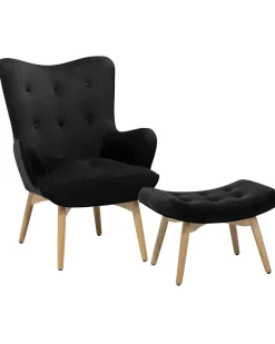 Beliani Nojatuoli Ja Rahi Samettinen Musta Vejle Sale