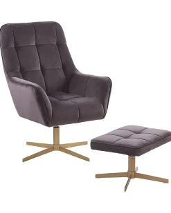 Beliani Nojatuoli Ja Rahi Samettinen Harmaa Molle Cheap