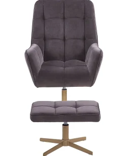 Beliani Nojatuoli Ja Rahi Samettinen Harmaa Molle Cheap