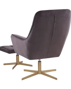 Beliani Nojatuoli Ja Rahi Samettinen Harmaa Molle Cheap