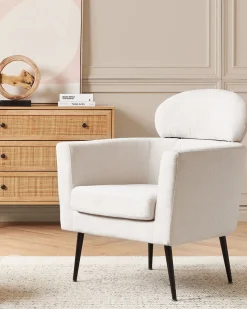 Beliani Nojatuoli Kangas Kermanvalkoinen Soby Best Sale