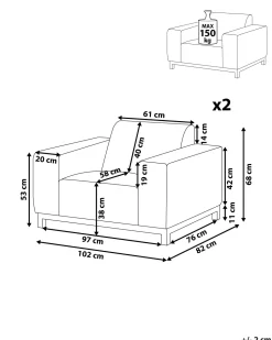 Beliani Nojatuoli Kangas Vaaleanharmaa/Valkoinen 2 Kpl Rovigo Shop