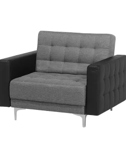 Beliani Nojatuoli Kangas Vaaleanharmaa/Musta Aberdeen New