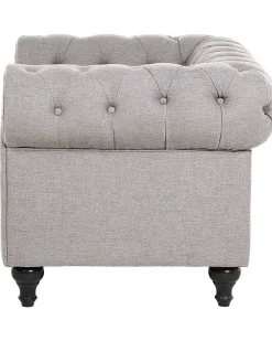 Beliani Nojatuoli Kangas Vaaleanharmaa Chesterfield Fashion