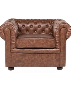 Beliani Nojatuoli Keinonahka Kullanruskea Chesterfield Online