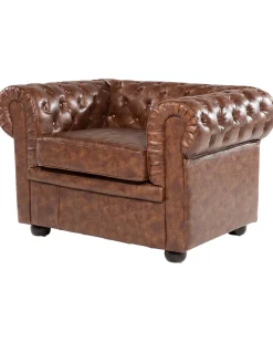 Beliani Nojatuoli Keinonahka Kullanruskea Chesterfield Online