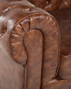 Beliani Nojatuoli Keinonahka Kullanruskea Chesterfield Online