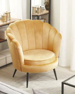 Beliani Nojatuoli Keltainen Sametti Lovikka Flash Sale