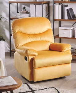 Beliani Nojatuoli Keltainen Sametti Eslov Cheap