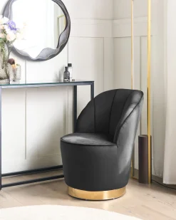 Beliani Nojatuoli Musta Sametti Alby Discount