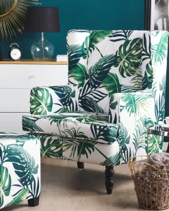 Beliani Nojatuoli Rahilla Lehtikuviollinen Vihrea Sandset Online