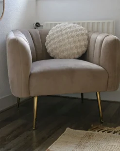 Beliani Nojatuoli Sametti Ruskeanharmaa Laconia Sale