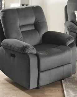 Beliani Nojatuoli Sametti Sahkosaadettava Tummanharmaa Bergen Shop