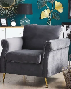 Beliani Nojatuoli Sametti Tummanharmaa Vietas Hot