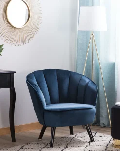 Beliani Nojatuoli Sametti Tummansininen Dala Sale