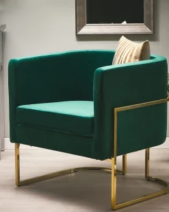 Beliani Nojatuoli Sametti Tummanvihrea Sirkka Cheap