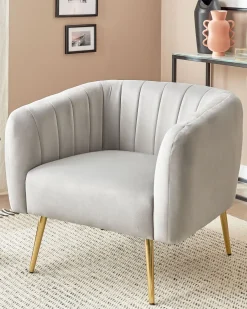 Beliani Nojatuoli Sametti Vaaleanharmaa Laconia Hot