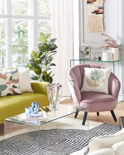 Beliani Nojatuoli Sametti Vaaleanpunainen Dala Outlet