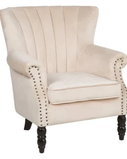 Beliani Nojatuoli Samettinen Beige Svedala Store