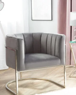 Beliani Nojatuoli Samettinen Harmaa Larvik Store