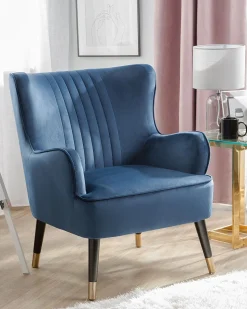 Beliani Nojatuoli Samettinen Sininen Varberg New