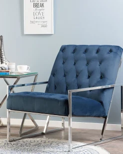 Beliani Nojatuoli Samettinen Sininen Harstad Flash Sale