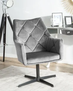 Beliani Nojatuoli Samettinen Tummanharmaa Vaksala Outlet