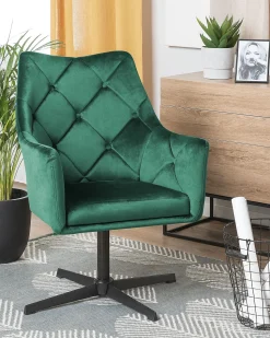 Beliani Nojatuoli Samettinen Tummanvihrea Vaksala New