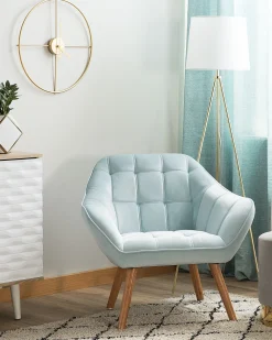 Beliani Nojatuoli Samettinen Vaaleansininen Karis Best Sale