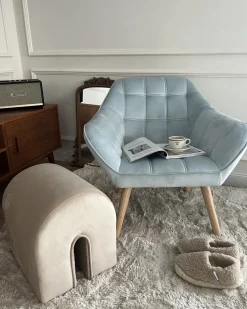 Beliani Nojatuoli Samettinen Vaaleansininen Karis Best Sale