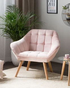 Beliani Nojatuoli Samettinen Vaaleanpunainen Karis Clearance