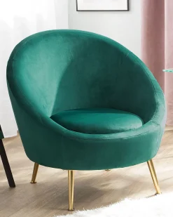 Beliani Nojatuoli Samettinen Vihrea Langa New