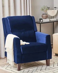 Beliani Nojatuoli Sininen Sametti Egersund Shop