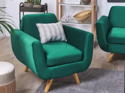 Beliani Paallinen Nojatuoliin Vihrea Sametti Bernes Flash Sale