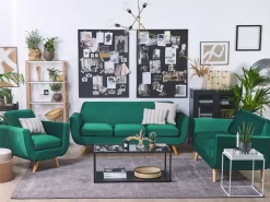 Beliani Paallinen Nojatuoliin Vihrea Sametti Bernes Flash Sale