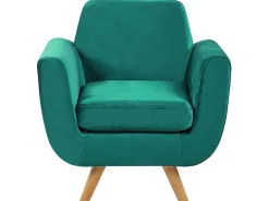 Beliani Paallinen Nojatuoliin Vihrea Sametti Bernes Flash Sale