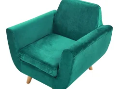 Beliani Paallinen Nojatuoliin Vihrea Sametti Bernes Flash Sale