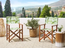 Beliani Palmunlehtikuviollinen Vaihtokangas Puutarhatuoliin 2 Kpl Cine Flash Sale