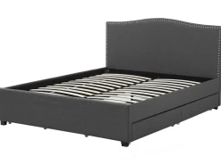 Beliani Parisanky Kangas Säilytystila Vaaleat Led-Valot Tummanharmaa 180 X 200 Cm Montpellier Outlet