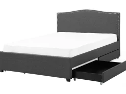 Beliani Parisanky Kangas Säilytystila Vaaleat Led-Valot Tummanharmaa 180 X 200 Cm Montpellier Outlet