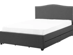 Beliani Parisanky Kangas Säilytystila Vaaleat Led-Valot Tummanharmaa 180 X 200 Cm Montpellier Outlet