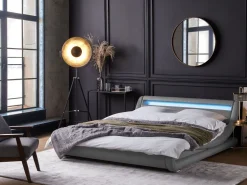 Beliani Parisanky Keinonahka Led-Valo Harmaa 180 X 200 Cm Avignon Hot