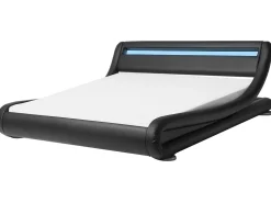 Beliani Parisanky Keinonahka Led-Valo Musta 180 X 200 Cm Avignon Best