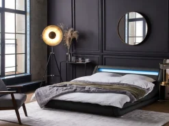 Beliani Parisanky Keinonahka Led-Valo Musta 180 X 200 Cm Avignon Best