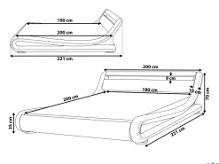 Beliani Parisanky Keinonahka Led-Valo Musta 180 X 200 Cm Avignon Best