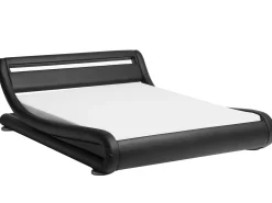 Beliani Parisanky Keinonahka Led-Valo Musta 180 X 200 Cm Avignon Best