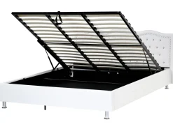 Beliani Parisanky Keinonahka Säilytystila Valkoinen 180 X 200 Cm Metz Best