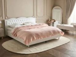 Beliani Parisanky Keinonahka Säilytystila Valkoinen 180 X 200 Cm Metz Best